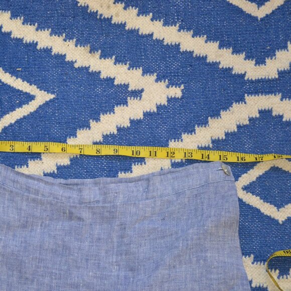 Bryn Walker Asymmetric Wrap Skirt 100% Linen Crop Pant SMALL Blue Chambray USA - Picture 6 of 7